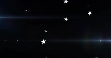 Yıldız kümesi belirmeye başlıyor. Titreşen merceklerle sürükleniyor. Dönen bir yıldız alanı oluşturuyor. Fütürist, kozmik, soyut, sinematik, dinamik, neon, büyüleyici