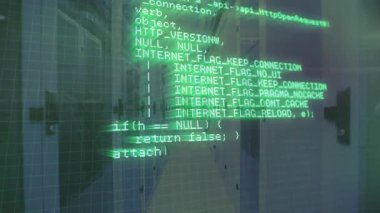 Yeşil kod görünüşte ve yukarı doğru kayarken HTTP döngü kesişim mantığını ortaya çıkarıyor. Siber, teknoloji, dijital, geleceksel, arayüz, kod, programlama