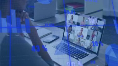 Izgara yükü katılımcı ölçümleri kaydettikten sonra iş kullanımı için canlandırma çubukları ve yüzdeleri üst üste koyar. Veri görselleştirme, analitik, uzaktan işbirliği, dijital torpido, ofis çalışma alanı, takım çalışması