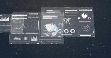 Yıldız alanında ortaya çıkan mavi ışık, veri panelleri maddeleşiyor, salınıyor ve analizleri görselleştiriyor. Fütüristik, teknoloji, analitik, dijital, görselleştirme, boşluk, arayüz