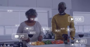 Aşçıların ve ortakların üzerinde yüzen ikonu oyna adada meyve doğra, nişan ikonları oluştur. Aile, yemek pişirme, dijital, katılım, yerli, işbirliği, modern