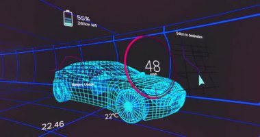 İlk olarak, tünel içinde hız döngüsünün arttığını gösteren ölçü aralığıyla hızlanan kablo grafiği başlatılıyor. Gelecek, dijital, teknoloji, arayüz, hareket, yenilik, otomotiv