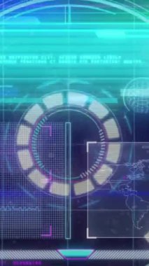 Arayüzdeki tarama ve veri işleme alanlarının animasyonu. dijital arayüz, iletişim ve teknoloji konsepti dijital olarak oluşturulmuş video.