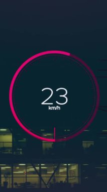 Bina üzerinde yükleme çemberi, pil simgesi ve navigasyon deseninde numaraların değiştirilmesi. Dijital bileşik, çoklu pozlama, iş, ilerleme, büyüme ve mimari kavramı.