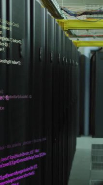 Animation of data processing over computer servers. Global computing and data processing concept digitally generated video.