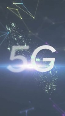 Dijital ağ bağlantıları ve zarf simgesi üzerinden 5G metin animasyonu. Teknoloji, iletişim, cep telefonu, akıllı telefon, veri, kablosuz