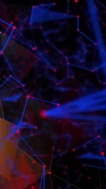 Siyah arkaplandaki renkli bağlantı ağlarının animasyonu. Ağlar, bağlantılar ve dijital arayüz konsepti dijital olarak oluşturulmuş video.