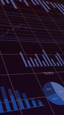 Şebeke üzerinde finansal veri işleme animasyonu. küresel finansman, iş dünyası, dijital arayüz ve teknoloji konsepti dijital olarak oluşturulmuş video.