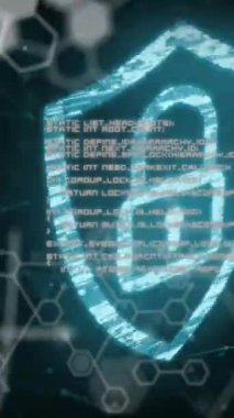 Veri işleme üzerinde biyometrik parmak izi ve çevrimiçi asma kilit animasyonu. küresel çevrimiçi güvenlik, bağlantılar, ağlar ve veri işleme kavramı dijital olarak oluşturulmuş video.