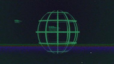 Arıza başlatılıyor, yeşil küre hareket ettiriliyor, kaydırmalı veri aktarımı, titreşen hatlar, veri akışını gösteriyor. Fütürist, dijital, arıza, siber, teknoloji, arayüz, soyut