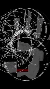 Siyah zemin üzerinde dönen geometrik doğrusal şekildeki parmak izlerinin animasyonu. dijital güvenlik, biyometrik veri, bilim ve teknoloji konsepti dijital olarak oluşturulmuş video.