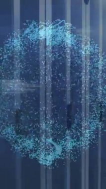 Bilgisayar sunucuları üzerinde ai veri işleme ve küre animasyonları. Dijital olarak oluşturulmuş küresel yapay zeka, veri işleme, bilgisayar ve dijital arayüz kavramı.