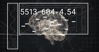 Tarama başladıktan sonra hologram beyin modeli tarama sürecini gösteren sayısal kodları güncelliyor. Hologram, nöroloji, fütüristik, veri görselleştirme, teknoloji, yenilik, dijital arayüz