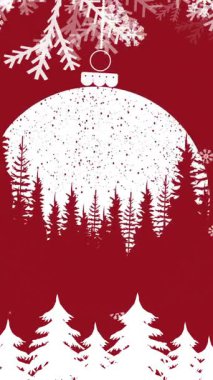 Kırmızı arka planda fotokopi alanı olan kış manzarasına kar yağışının animasyonu. Noel, şenlik, kutlama ve gelenek konsepti dijital olarak oluşturuldu.