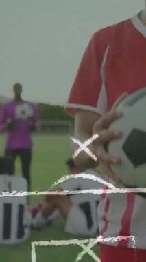 Ragbi oyuncularının istatistiklerinin animasyonu. Küresel ağ ve teknoloji kavramı.