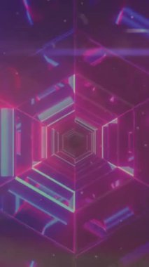 Bokeh ve kar efektli eşsiz aydınlatılmış gelecekçi soyut tasarımın animasyonu. Dijital olarak oluşturulmuş, bilgisayar grafiği, ışık efekti, ağ, döngü videosu, desen.