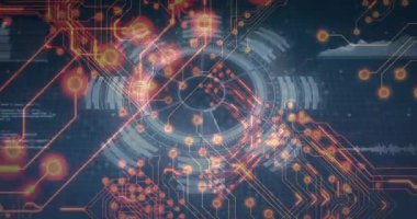 Şebeke halka merkezini ortaya çıkarıyor düğümler açılıyor, darbeler birleşiyor, halka parlaklığını arttırıyor. Gelecek, teknoloji, veri, bağlantı, ağ, siber, dijital