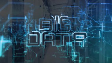 Mavi kablolar, koridorda titreşen ve görselleştirilen veri akışını sağlayan kablolar oluşturuyor. Teknoloji, siber güvenlik, dijital, yenilik, fütüristik, ağ, altyapı