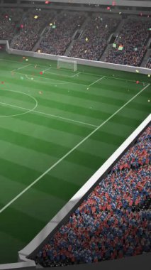 Spor stadyumunun üzerine düşen konfeti animasyonu. spor, kutlama ve yarışma konsepti dijital olarak oluşturulmuş video.