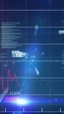 Karanlık arka planda finansal veri işleme videosu. küresel iş, finans, teknoloji ve bağlantılar konsepti dijital olarak oluşturulmuş video.