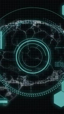 İnsan beyninin animasyonu ve dijital veri işlemesi. Küresel bilim, bağlantılar, hesaplama ve veri işleme kavramı dijital olarak oluşturulmuş video.