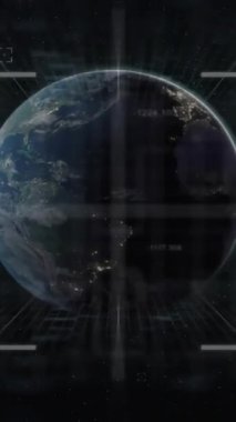 Tüm dünyada işaret ve veri işleme animasyonları. Küresel finans, iş, bağlantılar, hesaplama ve veri işleme kavramı dijital olarak oluşturulmuş video.