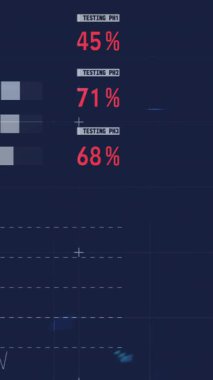 Sayıları değişen dijital arayüzün animasyonu, finansal veri işleme ve istatistik kaydı. Küresel işletme finans ekonomisi kavramı dijital olarak oluşturulmuş görüntü.