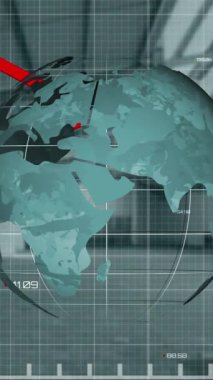 Depodaki küresel ve finansal veri işleme animasyonları. Küresel iş dijital arayüzü teknolojisi ve dijital olarak oluşturulan ağ konsepti.