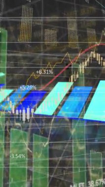 Siyahlara karşı finansal ve istatistiksel veri işleme animasyonu. Küresel finans ve iş veri teknolojisi kavramı