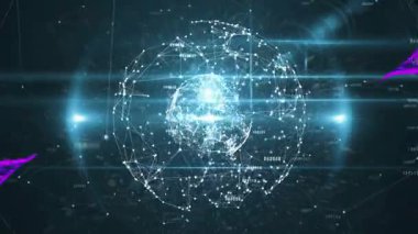 Magenta kurdeleleri kablo çerçevesini bozuyor. Görsel veri akışını yoğunlaştırıyor. Teknoloji, fütürizm, yenilik, dijital sanat, soyut, ağ, siber uzay