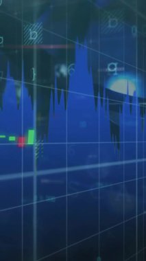 Siyah arkaplanda veri işleme animasyonu. Teknoloji, bilgisayar ve dijital arayüz kavramı dijital olarak oluşturuldu.