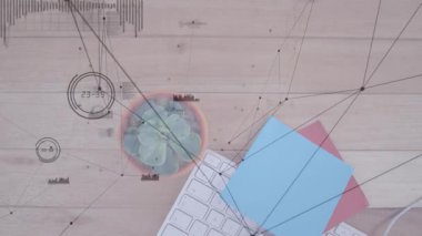 Masa üstünde görünme ağ büyümesini başlatır, düğümleri bağlar, ölçümleri titreştirir verileri görselleştirir. Teknoloji, analitik, dijital, yenilik, veri görselleştirme, çalışma alanı, bağlantı