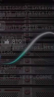 Veri işleme, bilgisayar ana kartı ve sunucular üzerinde sonsuz döngünün animasyonu. Dijital olarak oluşturulmuş küresel çevrimiçi güvenlik, bilgisayar ve veri işleme kavramı.
