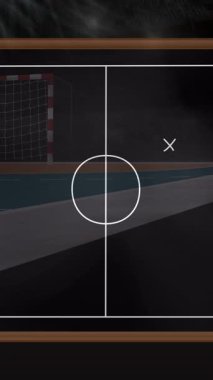 Spor stadyumunun üzerindeki oyun planının animasyonu. küresel spor ve kutlama konsepti dijital olarak oluşturulmuş video.