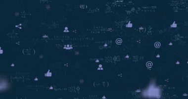 Ağ hatları ve kimyasal diyagramları olan dijital uzayda imzalı kullanıcı simgeleri gösteriliyor. Soyut, geleceksel, teknoloji, bağlantı, yenilik, dijital, ağ