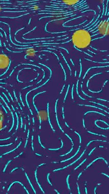 Topoğrafya üzerindeki sarı noktaların mavi arkaplana karşı kusursuz desenli animasyonları. Teknoloji arka plan kavramı