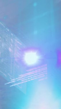 Çöp sahasında buldozer boşaltımında hareket eden parlayan ışığın arayüzü animasyonu. Dijital bileşik, çoklu maruz kalma, bilgi, geri dönüşüm, kirlilik, atık yönetimi, koruma.