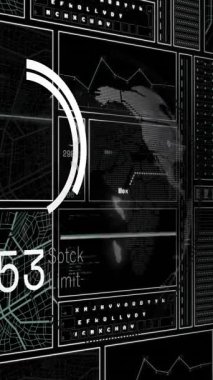 Dünya çapında finansal veri işleme animasyonu. Küresel finans, iş, bağlantılar, hesaplama ve veri işleme kavramı dijital olarak oluşturulmuş video.