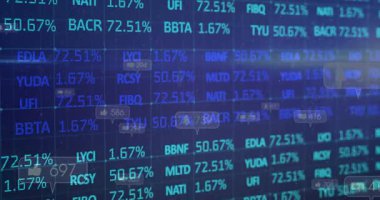 Veri tazelemede, dijital saat ızgarası ticaret etkinliğini gösteren yüzen simgelerle değerleri güncelliyor. Finansal, dijital, fütürist, analitik, teknoloji, gösterge paneli, veri görselleştirmesi