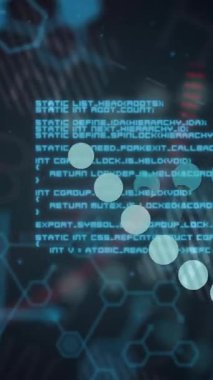 Dijital arayüz üzerinde DNA ipliği ve bilimsel veri işleme animasyonu. Genetik, biyoteknoloji, biyoenformatik, moleküller, bilim, teknoloji