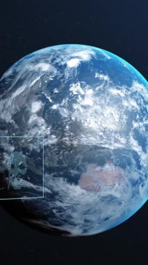 Tüm dünyada biyometrik fotoğraflar ve veri işleme animasyonları. Dijital olarak oluşturulmuş küresel bağlantılar, iş, finans, bilgisayar ve veri işleme kavramı.