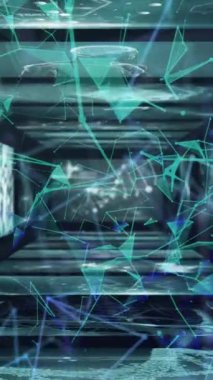 Siyah arkaplan üzerinden bağlantı ve veri işleme ağının animasyonu. küresel bağlantılar, veri işleme ve dijital arayüz konsepti dijital olarak oluşturulmuş video.