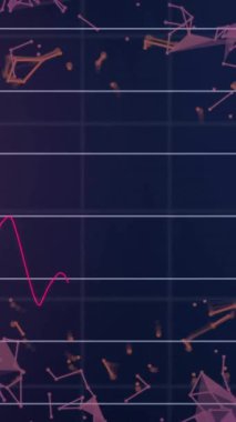 İstatistik ve finansal veri işleme animasyonu. Küresel bağlantılar, dijital arayüz, hesaplama ve veri işleme kavramı dijital olarak oluşturulmuş video.