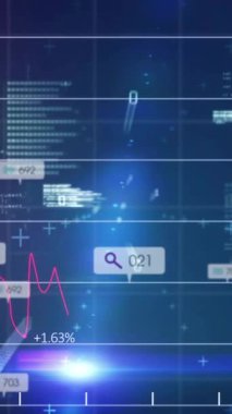 Okuldaki dijital arayüzle ilgili finansal verilerin ve sosyal medya analizlerinin animasyonu. technology, education, finans, innovation, modern, tech