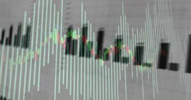 3 boyutlu görselleştirme başlatılıyor çubukların etiketleri güncellemesini ve pazar verilerini dalgalandıran satırı gösteriyor. Grafikler, analitik, dijital, fütüristik, veri, görselleştirme, teknoloji