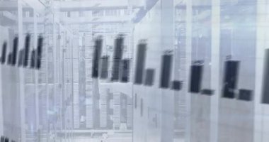 Sunucu raflarında HUD görüntüleme, çubuklar döndürme ve güncelleme, dalga biçimi kaydırma ölçümleri. Veri, analitik, görselleştirme, teknoloji, ağ, dijital arayüz