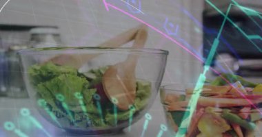 Devre hatları salata kasesinin üzerindeki düğümleri silip süpürüyor ve mutfak teknolojisini solduruyor. Fütürist, modern, dijital, teknolojik, canlı, temiz, minimalist