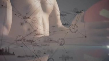 Erkek gövdesi futbol topu yakalıyor, elleri kapalı ve beşik gibi, tutuş hareketlerini gösteriyor. Atletik, stüdyo, grafikler, hareket, ızgara, odak, derinlik