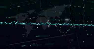 Kamera panelleri küresel UI animasyon bandı oluşturmaya, dünyayı oluşturmaya, eğilimleri göstermeye başladı. Veri, görselleştirme, gösterge paneli, analitik, harita, holografik, cyan