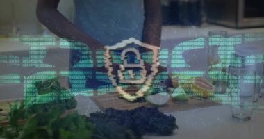 Ev aşçısının salatalık dilimlemesi yeşil kodların sürüklenmesine neden oluyor. Teknoloji, siber güvenlik, dijital mahremiyet, veri koruması, yenilik, modern tasarım